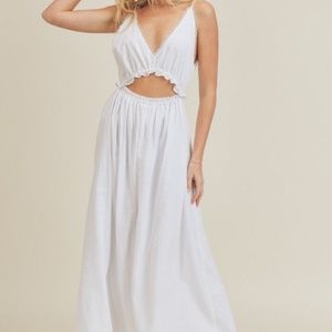 Lush White Waist Cut Out Maxi Dress